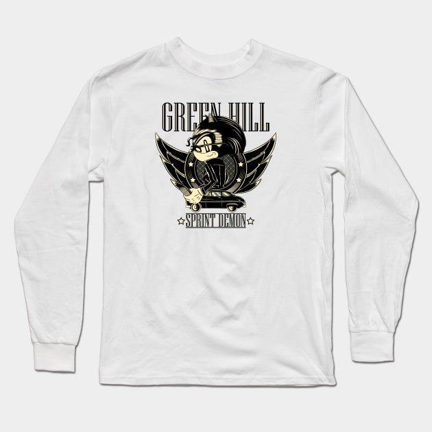 Green Hill Sprint Demon Long Sleeve T-Shirt by monochromefrog